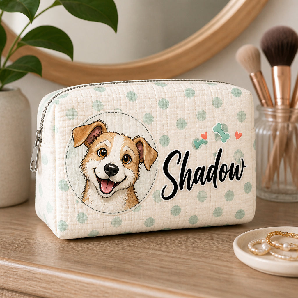 Personalized Dog Name Makeup Bag – Happy Pup Illustration - Personalized Bubble Gauze Makeup Bag b79c74db-5392-422c-927e-5ede8af72764.jpg