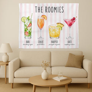 Custom Roommate Drink Backdrop, Roommates as Drinks, Trendy College Apartment Dorm Art, Bar Cart Decor, Personalized Wall Art