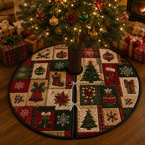 Christmas Tree Skirt Quilt, Patchwork Holiday Tree Mat, Quilted Plaid Snowflake Candy Cane Farmhouse Christmas Decor Gift b7c2a977-19ba-4db6-81e7-2021f2264232-nnhjhjhj-3-.webp