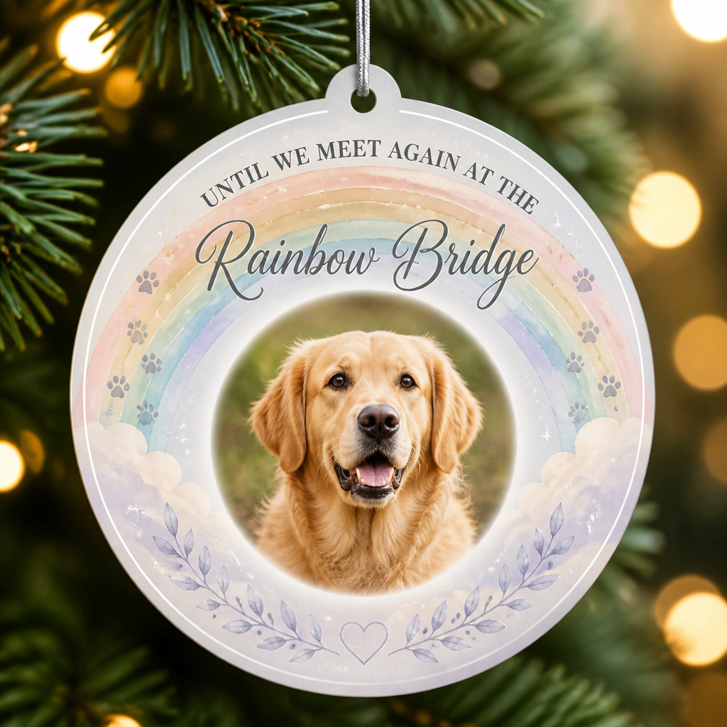 Rainbow Bridge Pet Memorial Photo Ornament - Personalized Aluminum Ornament b7c7ed21-640b-4f68-ab0b-b4cdddc264db.png