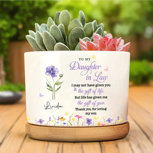 To My Daughter In Law Thank You For Loving My Son, Personalized Plant Pot, Gift For Flower Lovers b7cd591d-0702-4f29-8d50-69f4aa482a24-banner-2.jpg