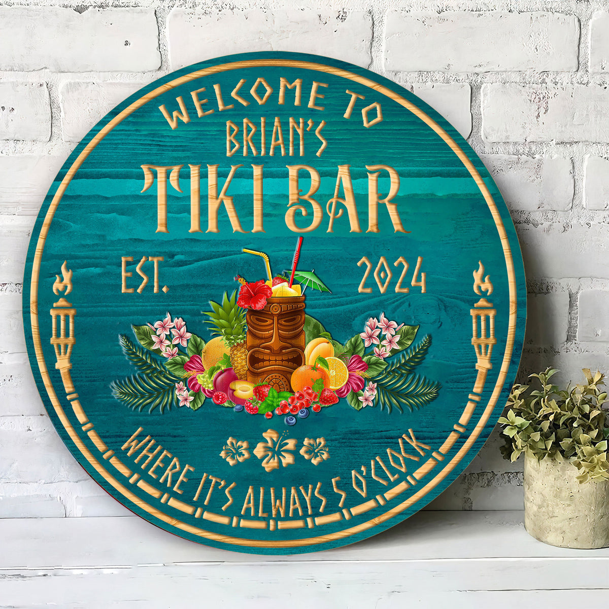 Personalized Tiki Bar Sign, Round Wood Decor for Outdoor Bar b805a159-eee0-41ae-b71a-5bcfcf9aaefb-3.jpg