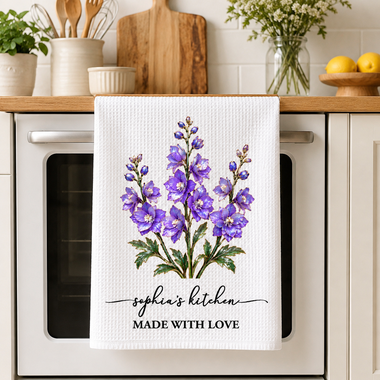 Birth Flower Mother-Of-Pearl Style Gift For Her - Personalized Kitchen Towel - Gift For Mom, Grandma b81a1ec3-b661-4697-832d-1a29dbba1087-banner-1.png