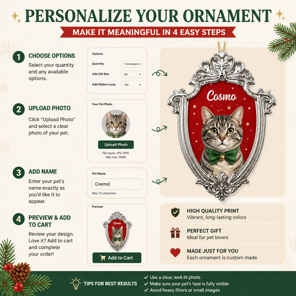 Custom Pet Portrait Christmas Ornament – Name + Illustrated Bust - Personalized Ornament b81b5b2f-11ce-4dc7-953d-1015540a65dc.jpg