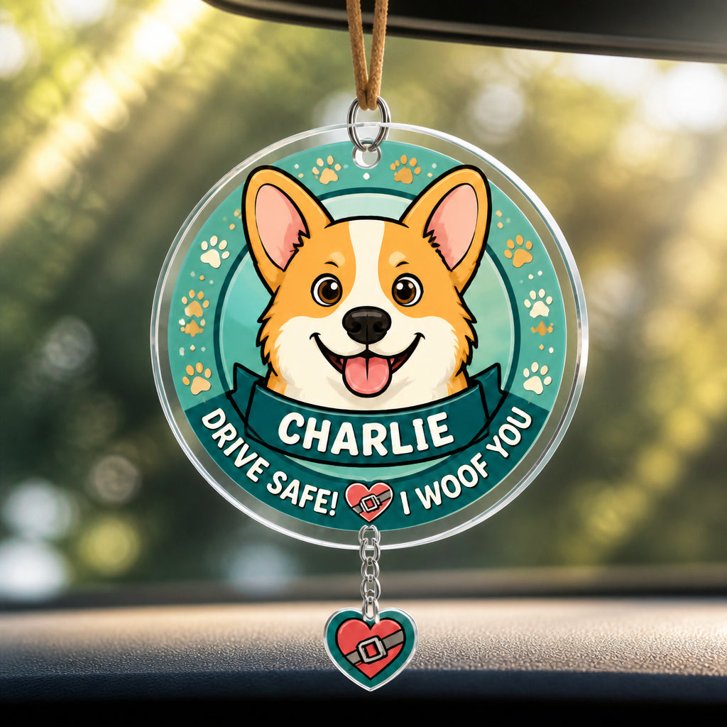 Drive Safe Dog Love Vent Clip – Name Personalized - Personalized 1 Layered Suncatcher with Charm b8404433-585f-430c-ad9f-a1887a94b386.jpg