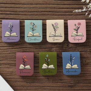 Personalized Birth Flower Magnetic Bookmark, Custom Name Leather Bookmark, Birthday Gift For Book Lover b84464b8-f0c6-4b3a-8a7e-ea6275919e28-11.png