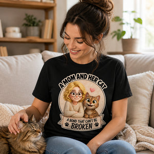A Mom And Her Cat — Custom Cartoon Portrait Bond Tee - Personalized T-shirt b8452289-08af-4757-af15-c8e6b0fde7b2.jpg
