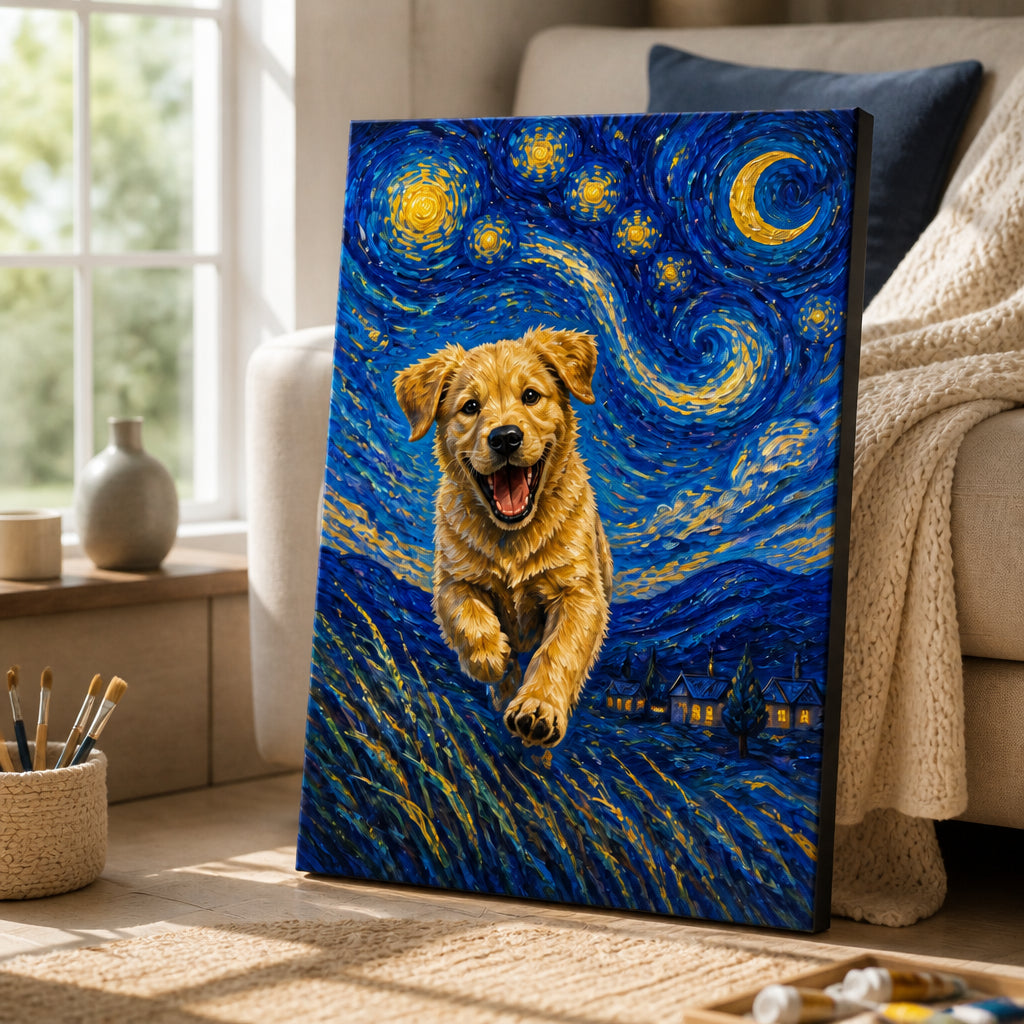 Joyful Pup Under a Swirling Night Sky Canvas - Personalized Canvas b87d0b3a-170b-42f1-8a9c-2e86bb58bdac.jpg
