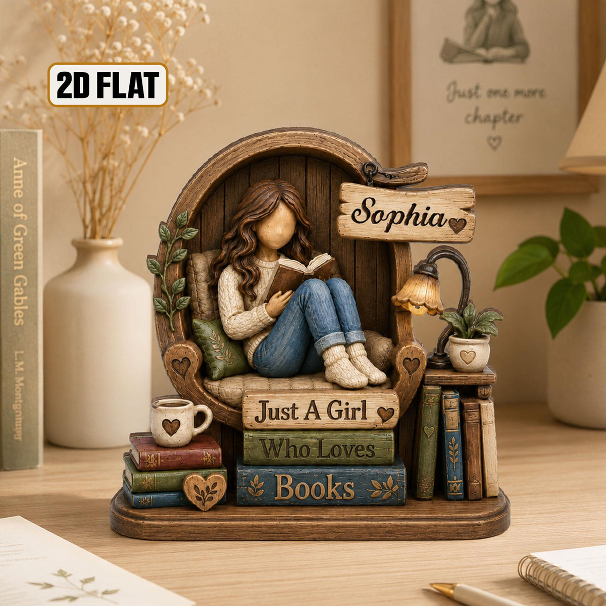 Personalized Wooden Book Lover Block, Just A Girl Who Loves Books Wooden Figurine, Book Lover Gift, Library Decor, Reader Shelf Decoration b87d17ee-de4f-463b-a34f-7aef4038109e-5.jpg
