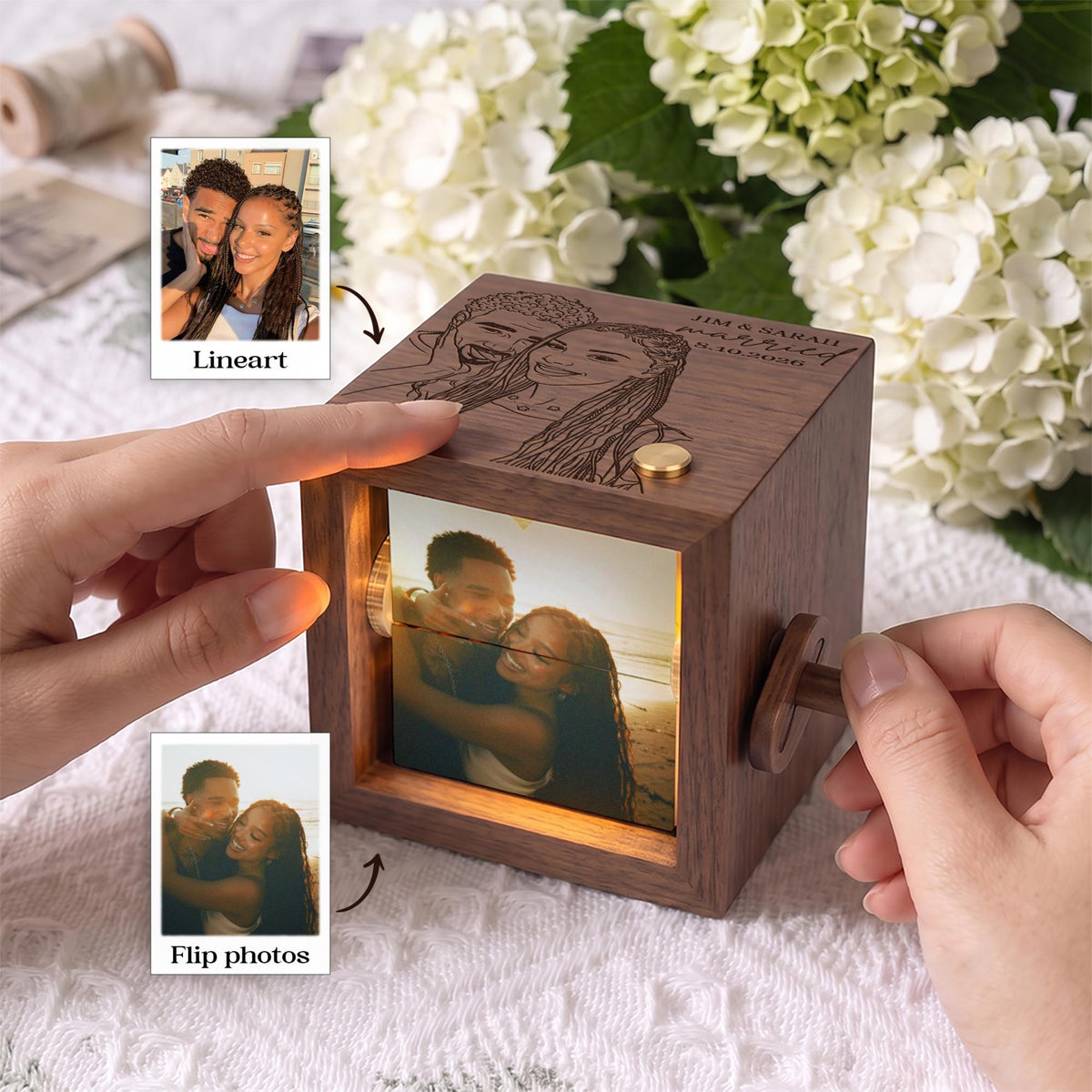 Personalized Anniversary Animation Box, Engraved Couple Portrait Gift for Newlywed, Couple's Photo Flipbook Box Gift for Her b880c553-c9b0-4661-80a5-d219ebf1a486-banenr-3.jpg