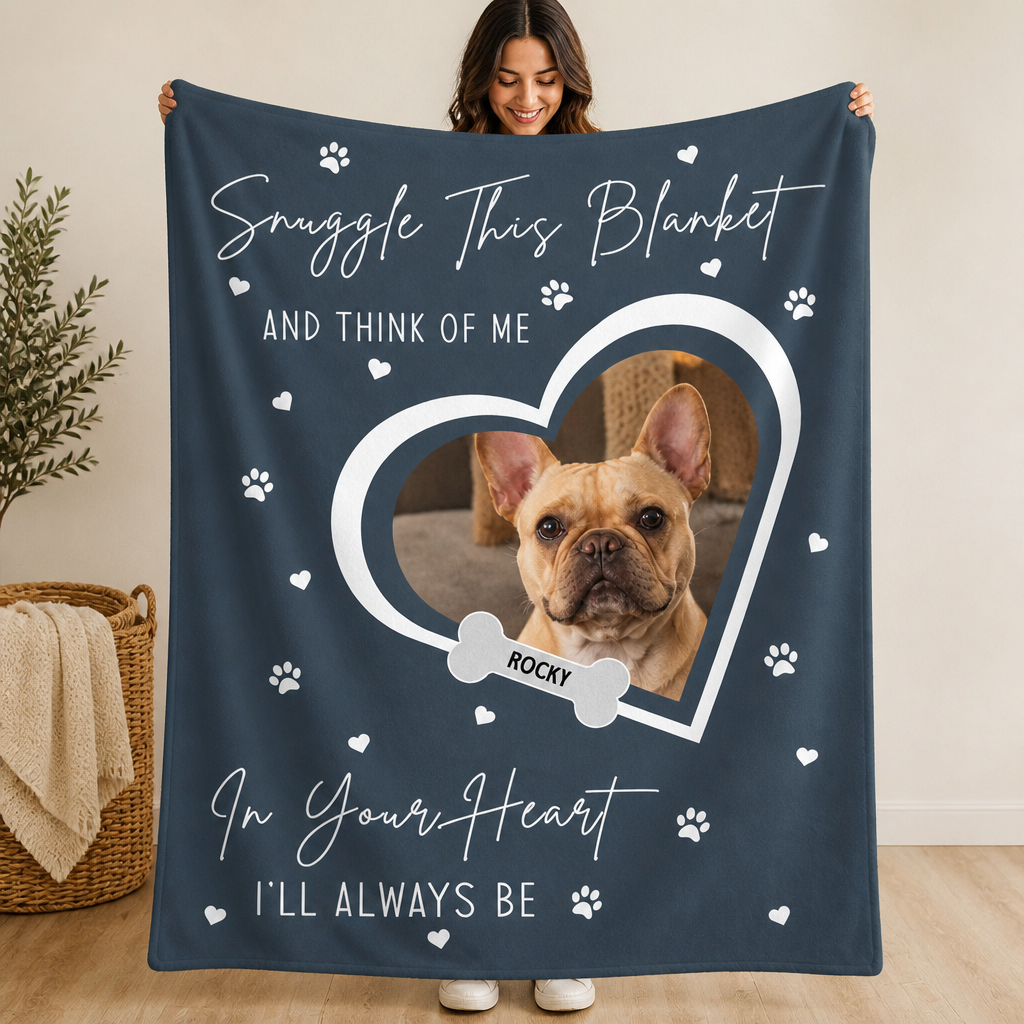Pet Photo Snuggle Blanket – In Your Heart I’ll Always Be - Personalized Blanket b884620c-01ae-4233-bd08-16580438b32c.png