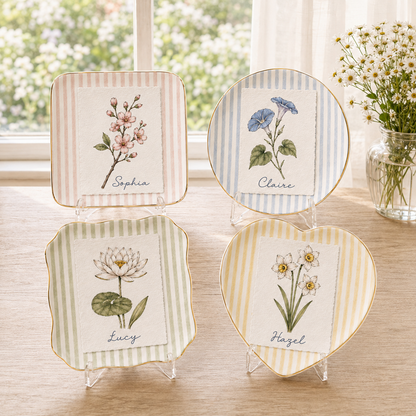 Personalized Birth Flower Ring Dish, Custom Name Jewelry Tray, Floral Trinket Dish, Bridesmaid Gift, Wedding Favor, Birthday Gift for Her b8a98a9e-35a9-427e-8bd0-eda450e78416-banner-1.png