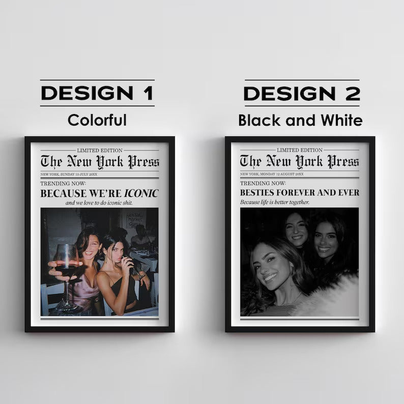 Custom Newspaper Photo Print, Friendship Gift, Girly Room Decor b8c66e34-1b64-40e6-ab2c-e8acf245f0df-tyuty-2-.jpg