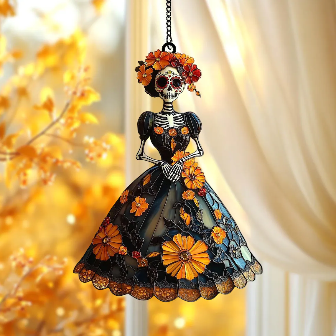 Day Of The Dead Suncatcher, Floral Skeleton Acrylic Window Hanging b8df18ec-23a4-46f1-a009-f5814381188e-5_converted.png