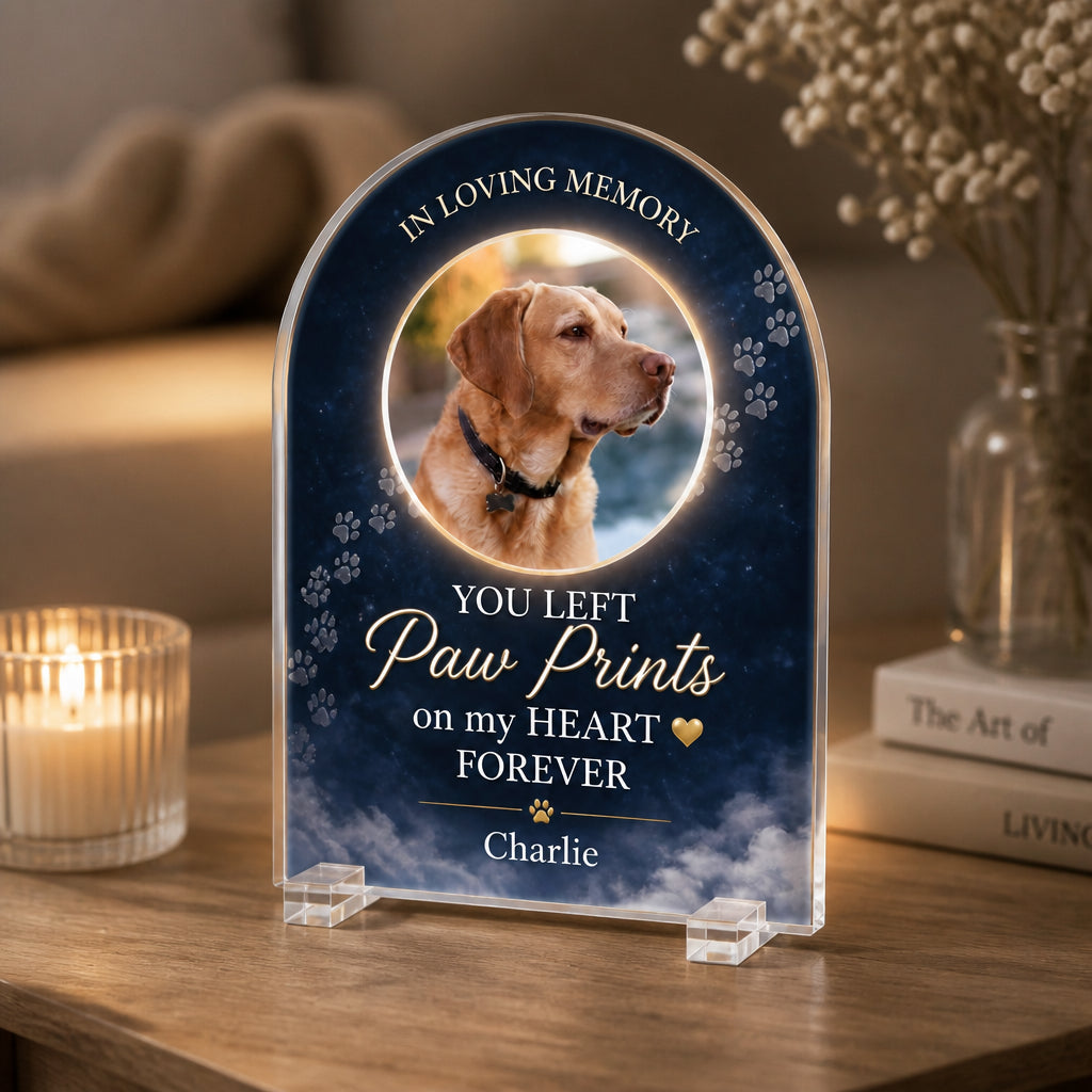 Pet Memorial Acrylic Standee – Paw Prints On My Heart - Personalized Acrylic Custom shape Standing 1 layer (FS) b8e22acd-6e68-4a9f-9c0c-21a099a63c0b.jpg