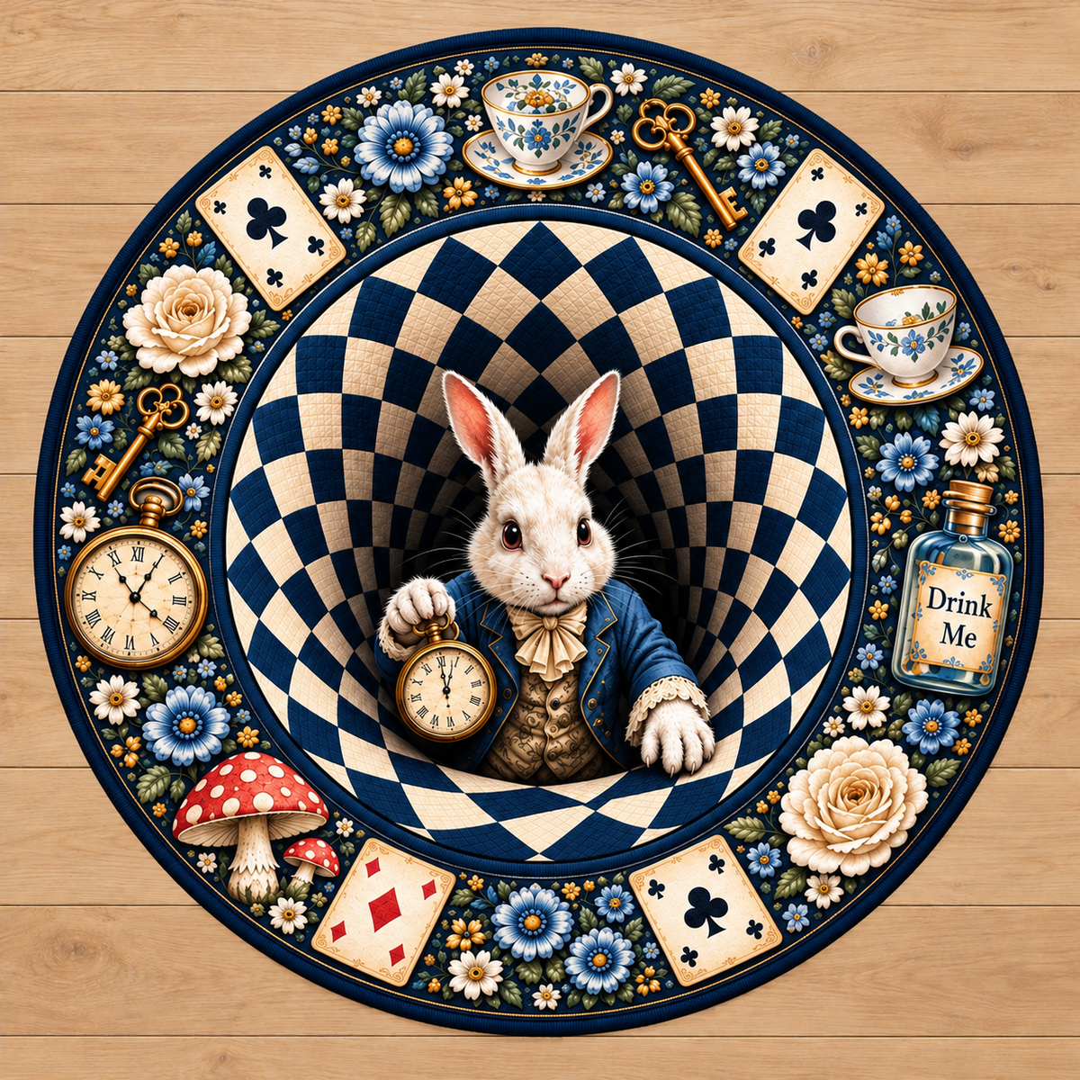 3D Rabbit Hole Optical Illusion Round Rug, Whimsical Bunny Tea Party Floor Mat, Checkered Vortex Carpet, Fantasy Wonderland Home Decor b8ec1a8b-9b69-43cf-8bf0-dbb22c7b1558-Th-m-tr-n-th-tr-ng-v-hoa.png