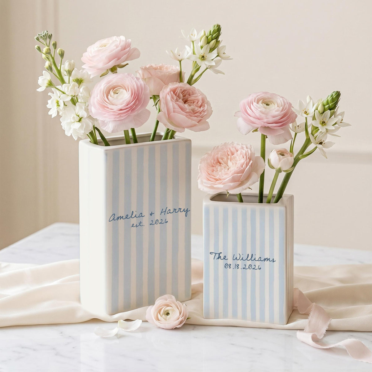 Personalized Engagement Ceramic Book Vase, Custom Striped Couple Name Book Vase, Striped Engaged Gift, Gift For Bride, Wedding Couple Gift b8f675f8-5d60-427a-9348-003155fc4f00-7.jpg