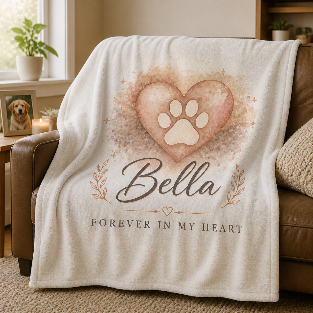 Pet Memorial Name Blanket – Forever in My Heart - Personalized Blanket b8f7dc9a-9c0a-478c-b0e0-f3fa4e06829c.jpg