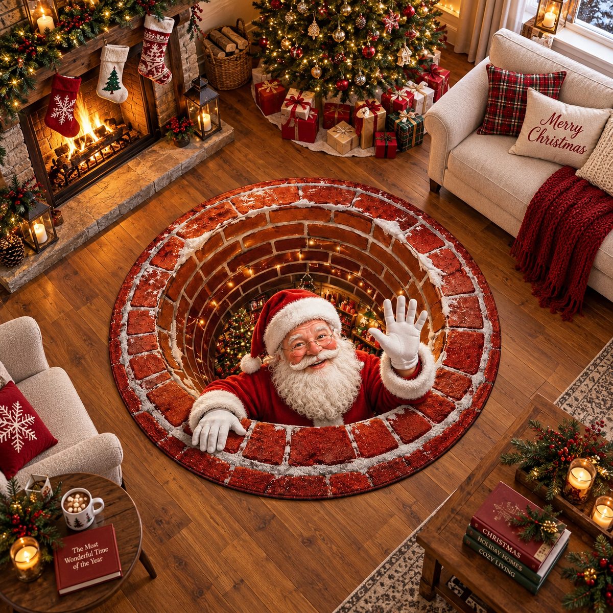 Christmas Santa 3D Round Rug, Christmas Vortex Optical Illusion Floor Mat, Non Slip Xmas Home Decor, Christmas Gift for Family b8f8120c-9600-469e-8216-1e83e7370d7e-nmnbm-1-.png