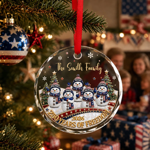 Personalized Family Christmas Glass Ornament, Custom Name Snowman Family Keepsake, 250 Years of Freedom Patriotic Ornament 2026, Christmas Gift for Family b8fc81a4-b6aa-4c39-94ce-fdbbccf44d34-banner-4.png
