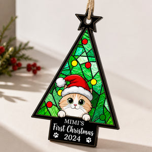 Personalized Cat First Christmas Suncatcher Ornament (Name & Year) - Personalized Suncatcher Ornament b92409b5-2628-4492-80a6-81fb98d6b178.jpg