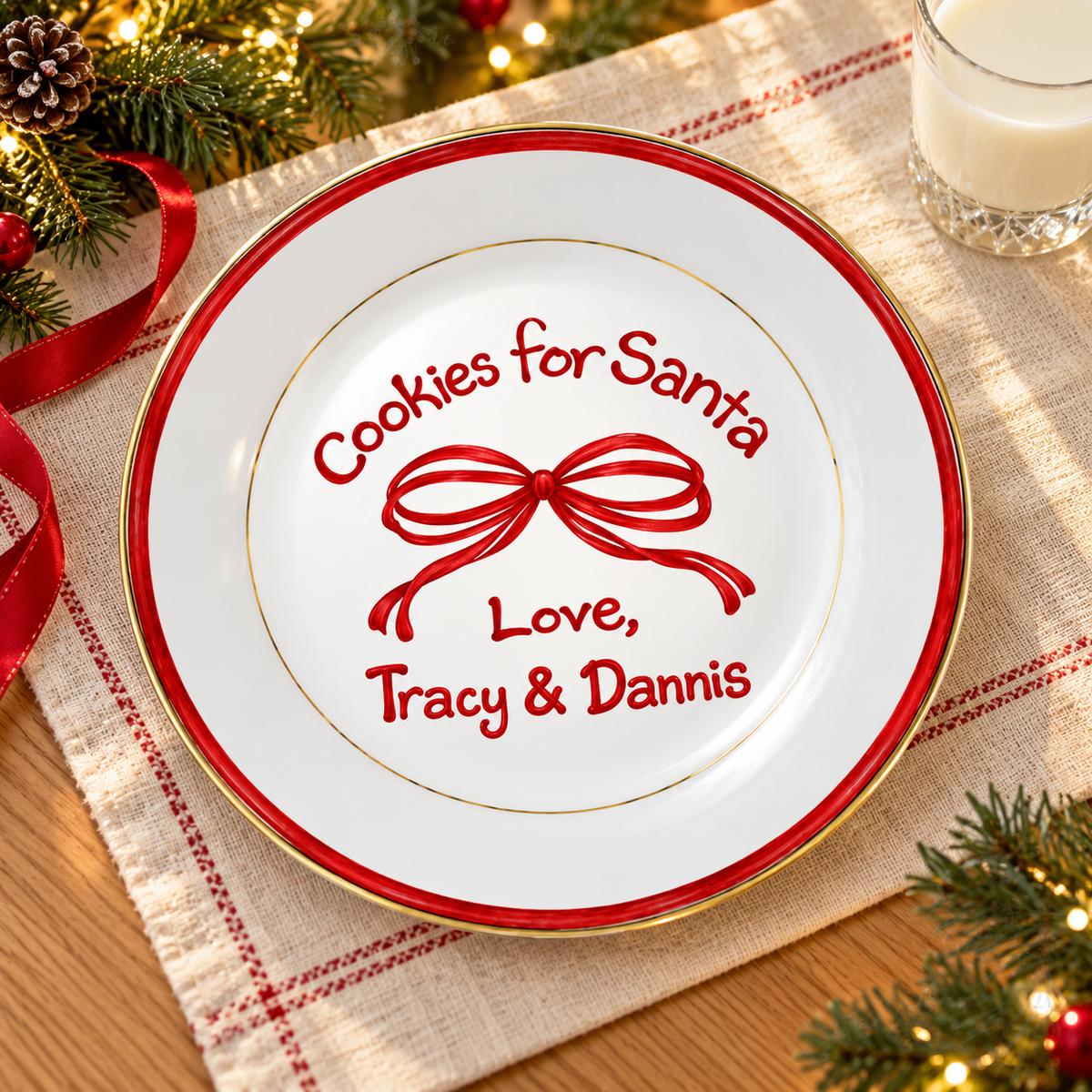 Custom Cookies For Santa Plate, Christmas Tradition, Ribbon & Holly, Housewarming Family Christmas Gift b962a6af-95f2-48f1-ade2-dbfc80c9f8a1-banner-3.png