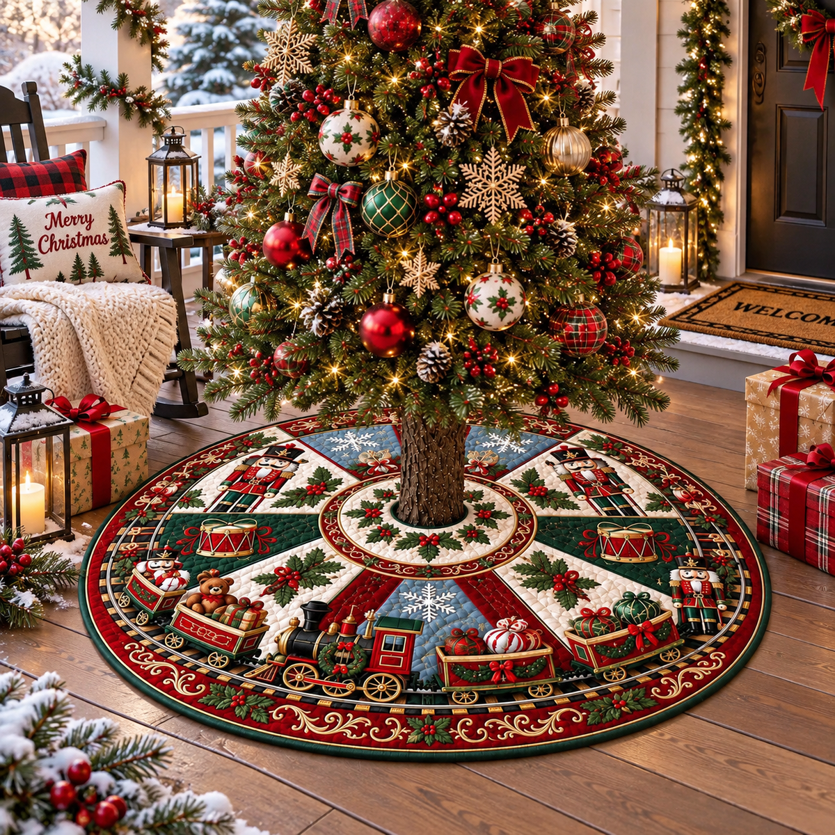 Vintage Quilted Nutcracker Christmas Tree Skirt, Custom Holiday Tree Mat b96a2c76-876d-488f-aec7-4b584b02f278-ggfgf-1-.png