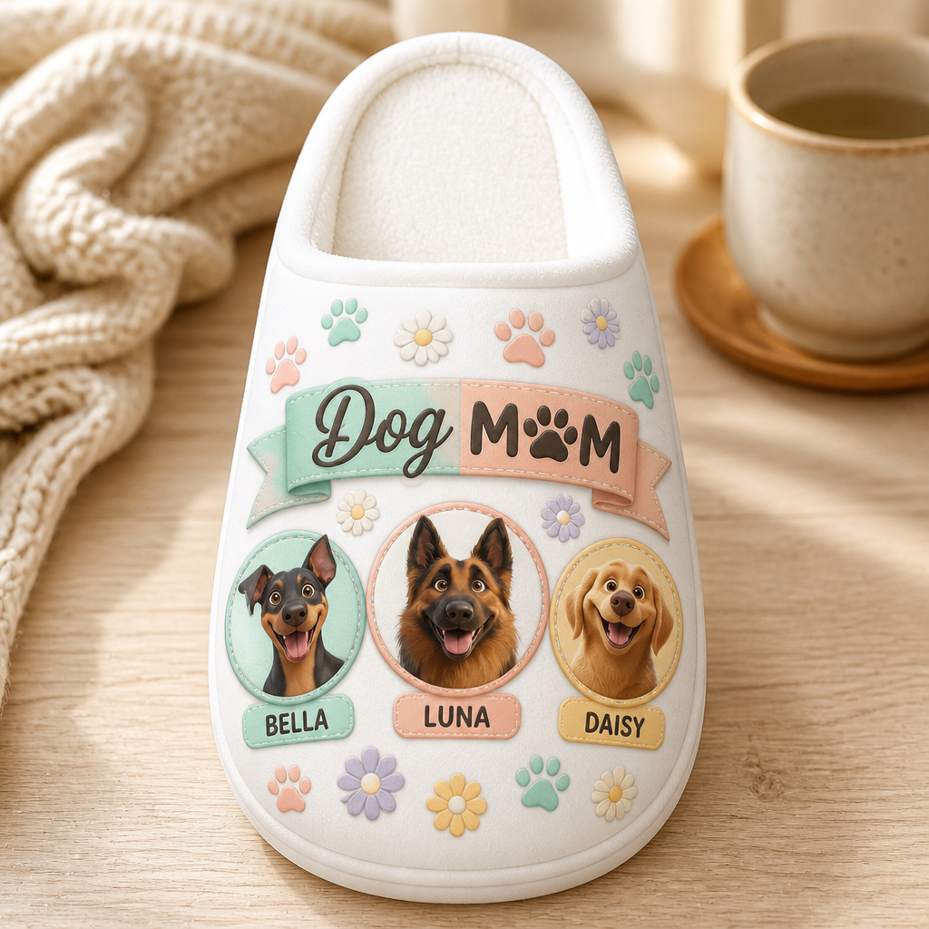 Dog Mom Custom Pet Portrait Fleece Slippers - Personalized Fleece Slipper b975ebd1-f932-453a-8bc3-69824d21e2a9.png