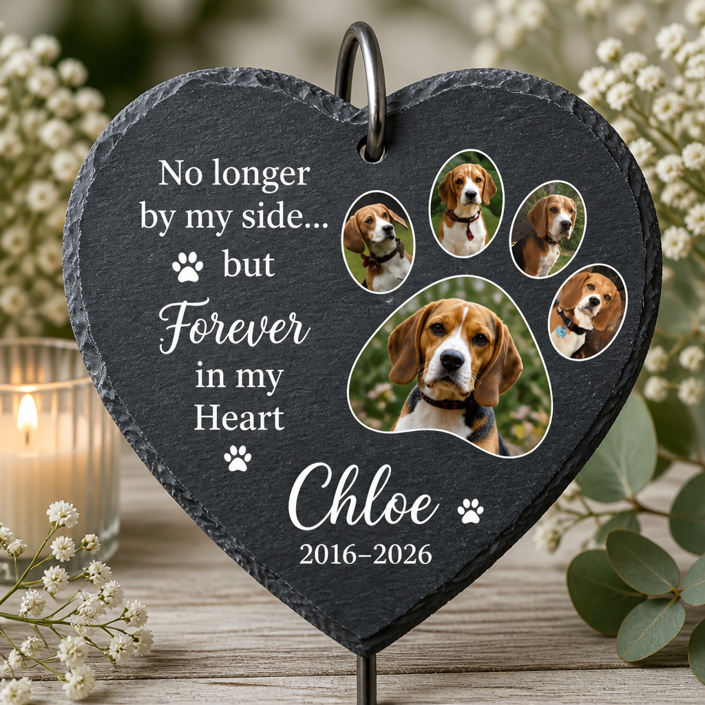 Pet Memorial Slate Heart — "Forever in My Heart" 5-Photo Collage - Personalized Slate Memorial Stone b976f402-2209-4ea4-a026-061846f06f07.png