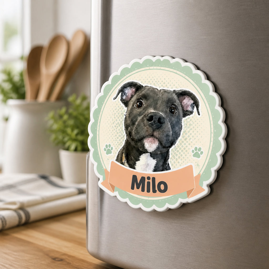 Custom Pet Portrait Name Magnet — Ribbon Badge - Personalized Custom Shape Fridge Magnet b99a8999-b57a-4579-9b20-31c18a9695f3.jpg