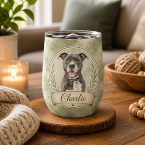 Custom Pet Portrait Wine Tumbler — Watercolor Crest with Name - Personalized Wine Tumbler b9c8a3af-c52a-4223-b4e8-0c8643950ba9.jpg