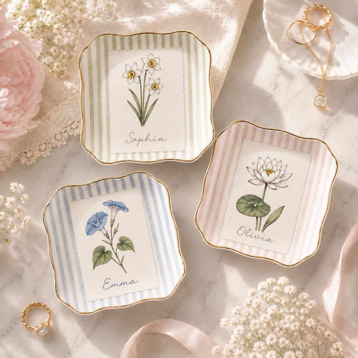Personalized Birth Flower Ring Dish, Custom Name Jewelry Tray, Floral Trinket Dish, Bridesmaid Gift, Wedding Favor, Birthday Gift for Her b9e331c4-bad8-4a98-9893-184c0d074205-4.jpg