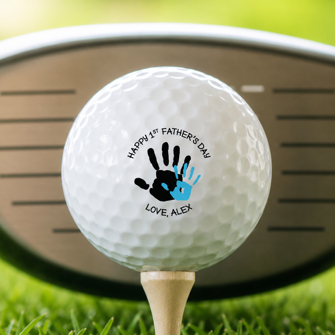 Personalized 1st Father's Day Golf Balls Custom Name & Color | Great Father's Day Gift for New Dad from Baby