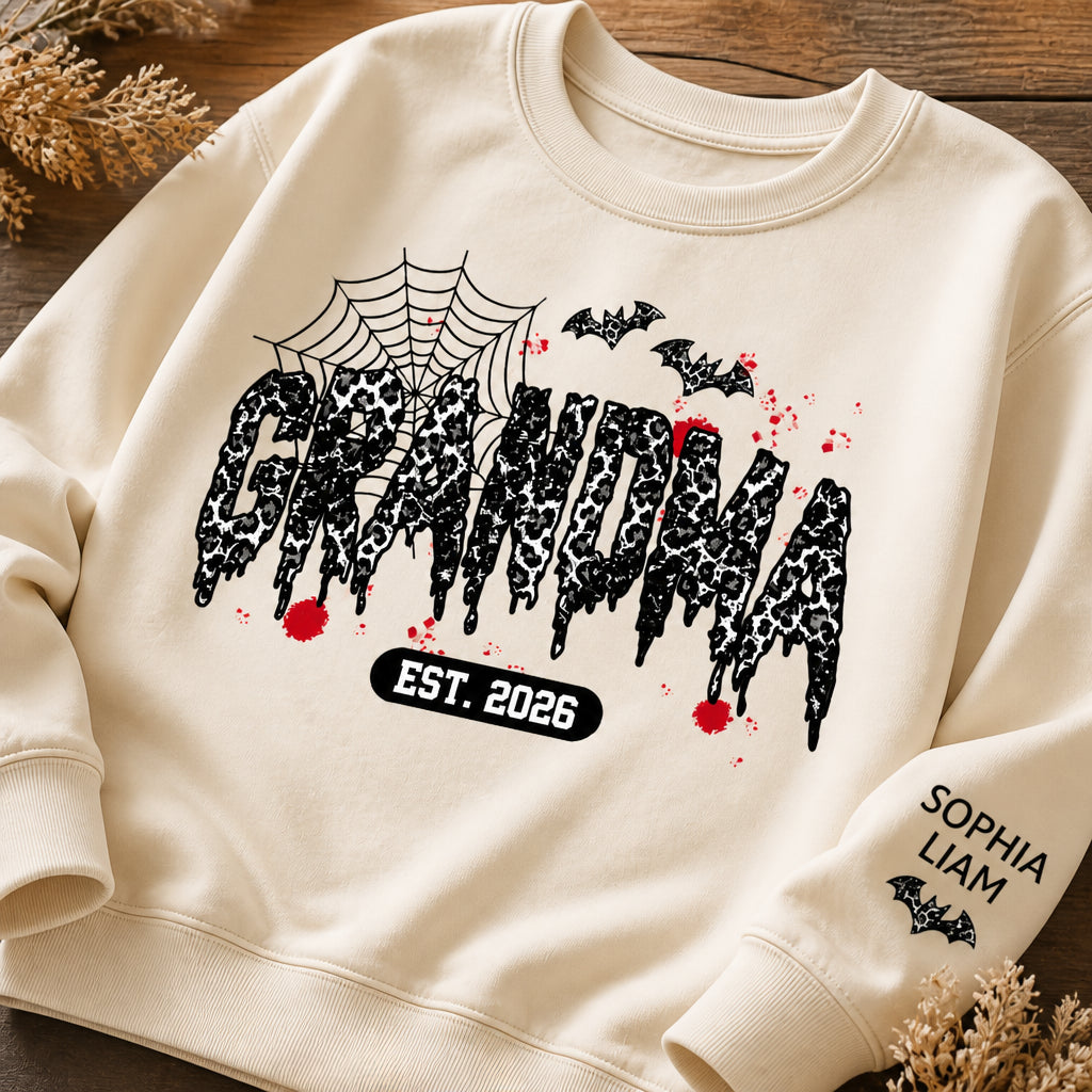 Spooky Grandma Est. Year & Grandkids Names Sweatshirt - Personalized Sweatshirt b9f86ceb-6056-42a7-9c4b-045927e143da.jpg