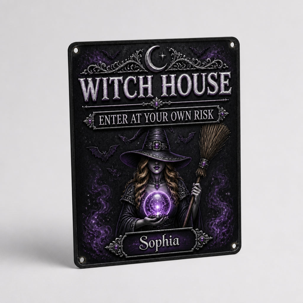 Witch House – Enter At Your Own Risk Personalized Metal Sign - Personalized Metal Sign b9f991e4-69ef-4ebf-8a2d-f5964c8b6c4b.jpg