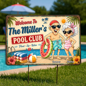 Welcome To Our Pool Club - Personalized Pool Metal Sign - Poolside Paradise Decor For Grandparents, Couple