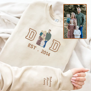 Father's Day Personalized Embroidered Family Photo Shirt