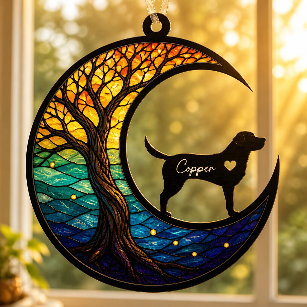 Crescent Moon Dog Stained-Glass Suncatcher – Personalized Pet Name - Personalized Suncatcher Stained Glass ba0bd19b-13a8-40a6-b84a-9f52df5d9fd2.png