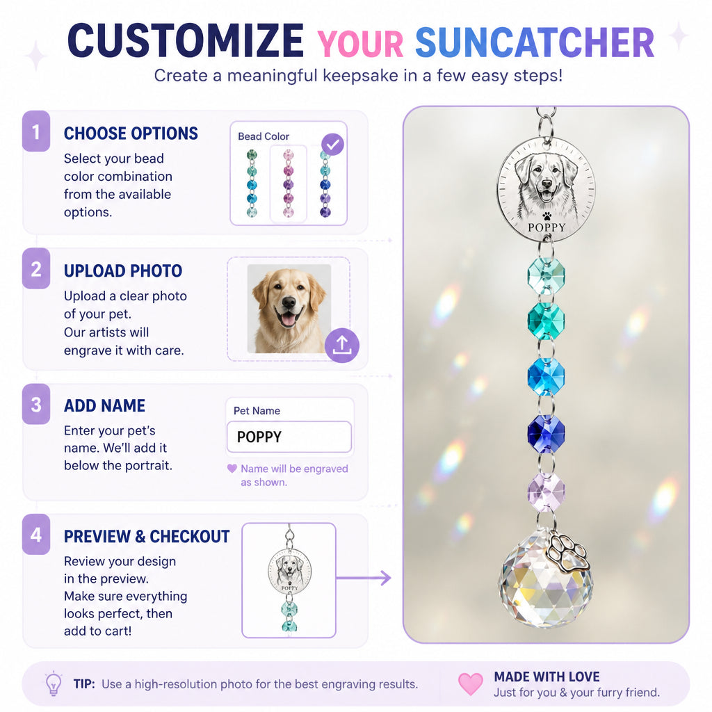 Custom Pet Portrait Rainbow Suncatcher with Name - Personalized 1 Layered Suncatcher with Charm ba20c9aa-912e-4040-8393-49974c017a0b.jpg