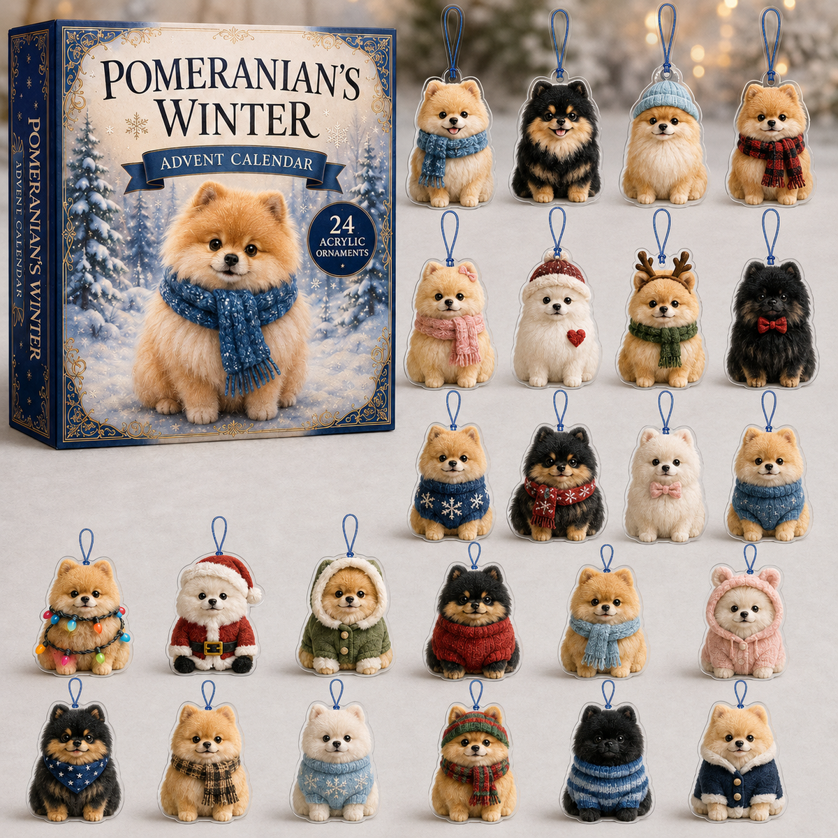 Winter Pomeranian Advent Calendar 2026 - 24-Day Festive Countdown, Acrylic Charms Blind Box - Gift For Dog Lovers ba531afc-75bc-482a-8bfa-79b3531cc893-winter-pomeranian-box-charms.png