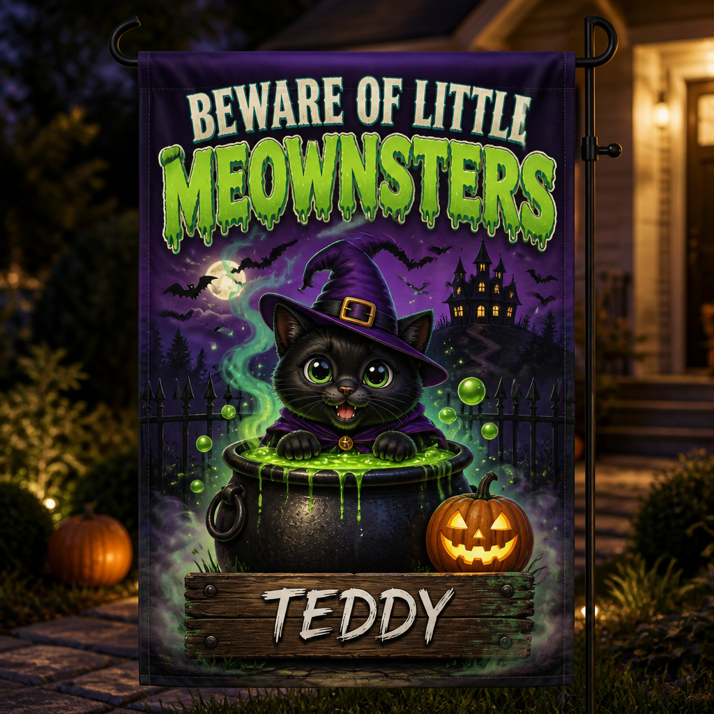 Beware of Little Meownsters Personalized Cat Garden Flag - Personalized Family Flag ba7272fd-e165-4193-9899-3555604612ad.png