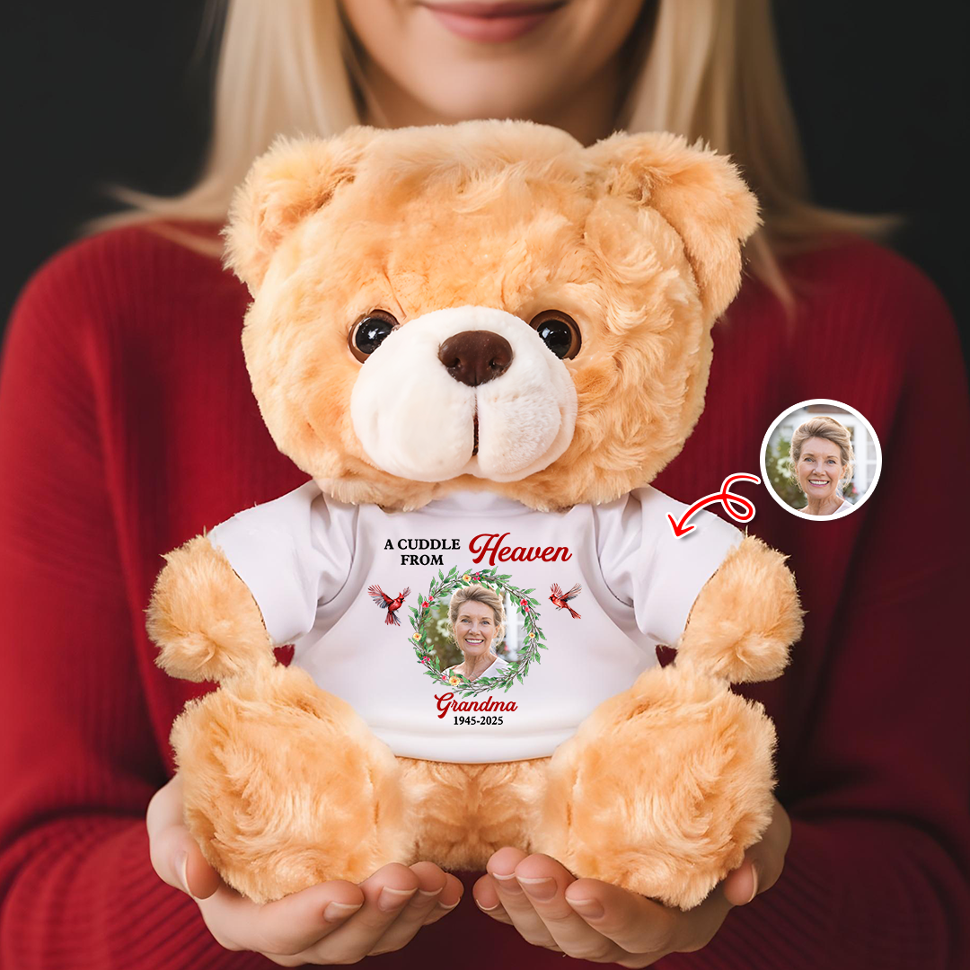 Christmas A Cuddle From Heaven - Memorial Personalized Custom Teddy Bear Plush - Sympathy Gift For Family Members ba762324-90b3-4be6-81e1-edd3c6d3cbcb-7.png