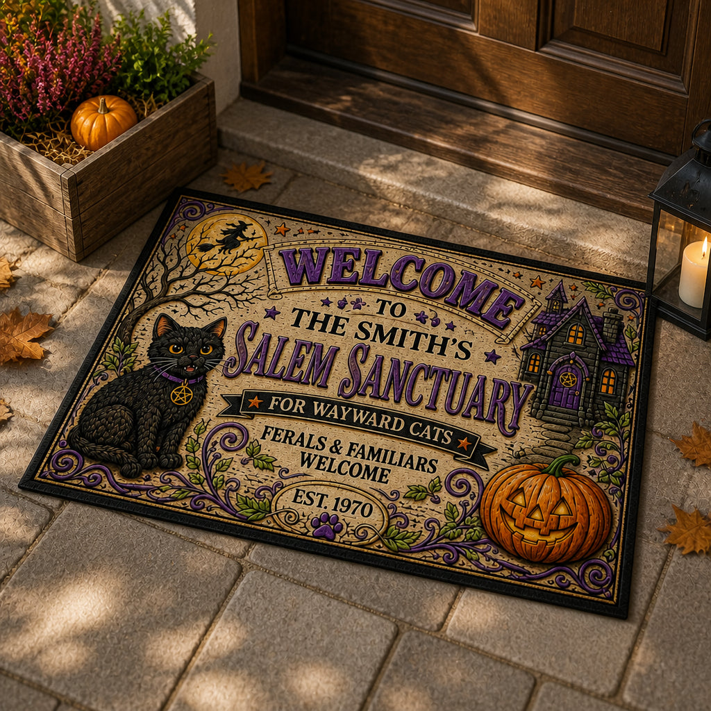 Welcome to the [Name]'s Salem Sanctuary Doormat — Personalized Name & Year - Personalized Doormat baaf4497-4b27-4db7-9d5d-d89d57041ec7.jpg