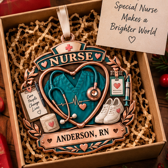 Personalized Nurse Heart Stethoscope Christmas Ornament - Custom Name RN LPN CNA Medical Decor bab34d0c-fb3c-4f79-b2bb-cf8776c79cf7-nurse_ornament_mockup_2_gift_box.png