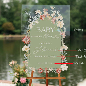Baby In Bloom Baby Shower Sign, Sage Baby Shower Welcome Sign, Wildflowers Baby Shower Decorations FramedFablesStore