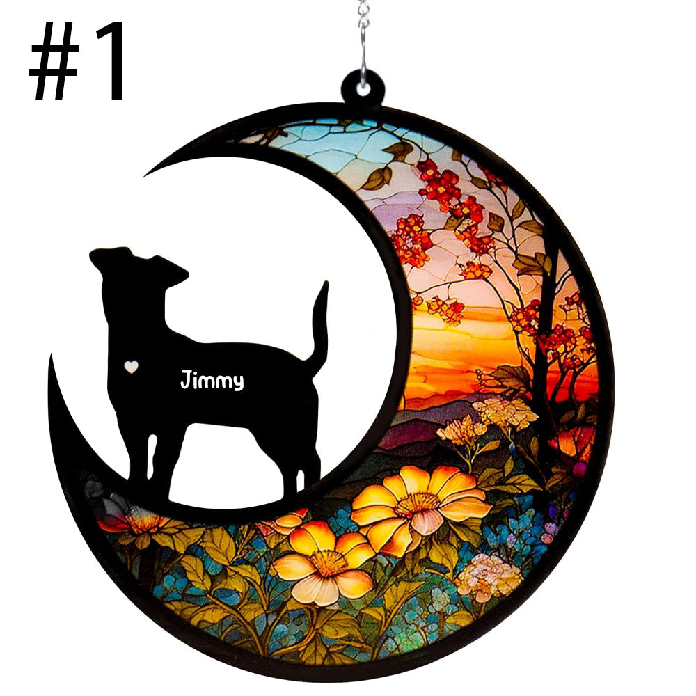 Dog Memorial Suncatcher,Pet Sympathy Gifts,Dog Memorial Gifts for Loss of Dog,Personalized Dog Pass Away Gifts with Name Date for Pet Lovers
