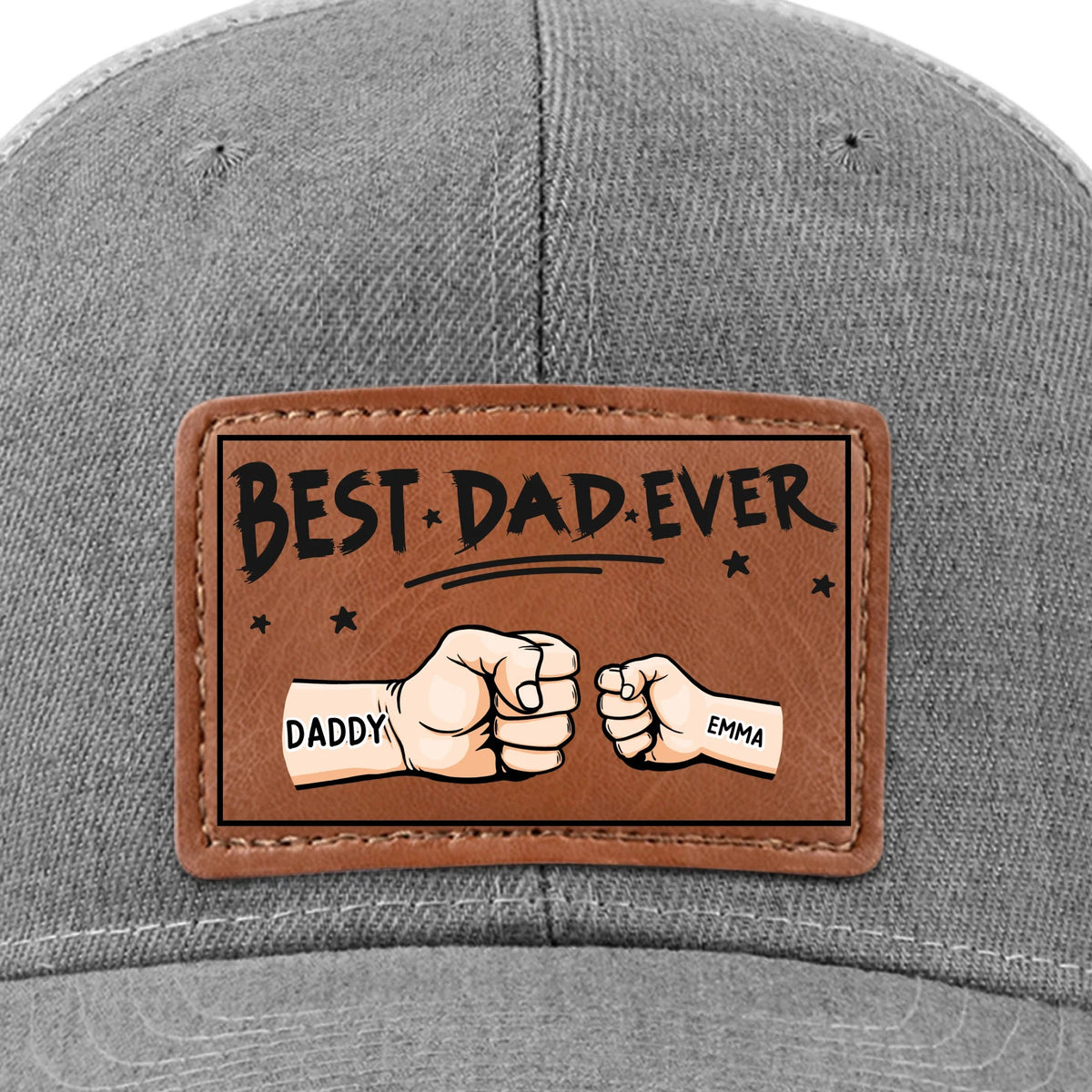 Best Papa Ever - Personalized Leather Label Net Hat - Gift For Dad, Grandpa, Father's Day Gift