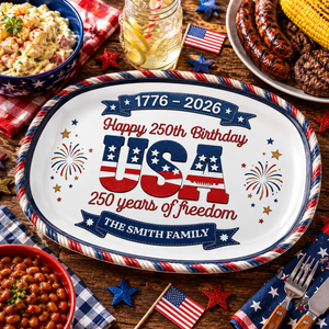 Happy American Birthday - Personalized Platter - America 250th Anniversary Gifts For Family