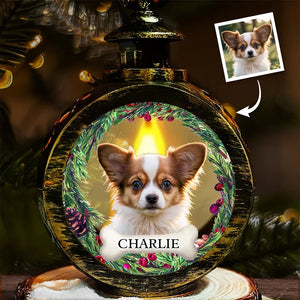 Custom Photo Your Furry Friend - Christmas Lantern LED Flameless Candle - Christmas Gift For Pet Owners