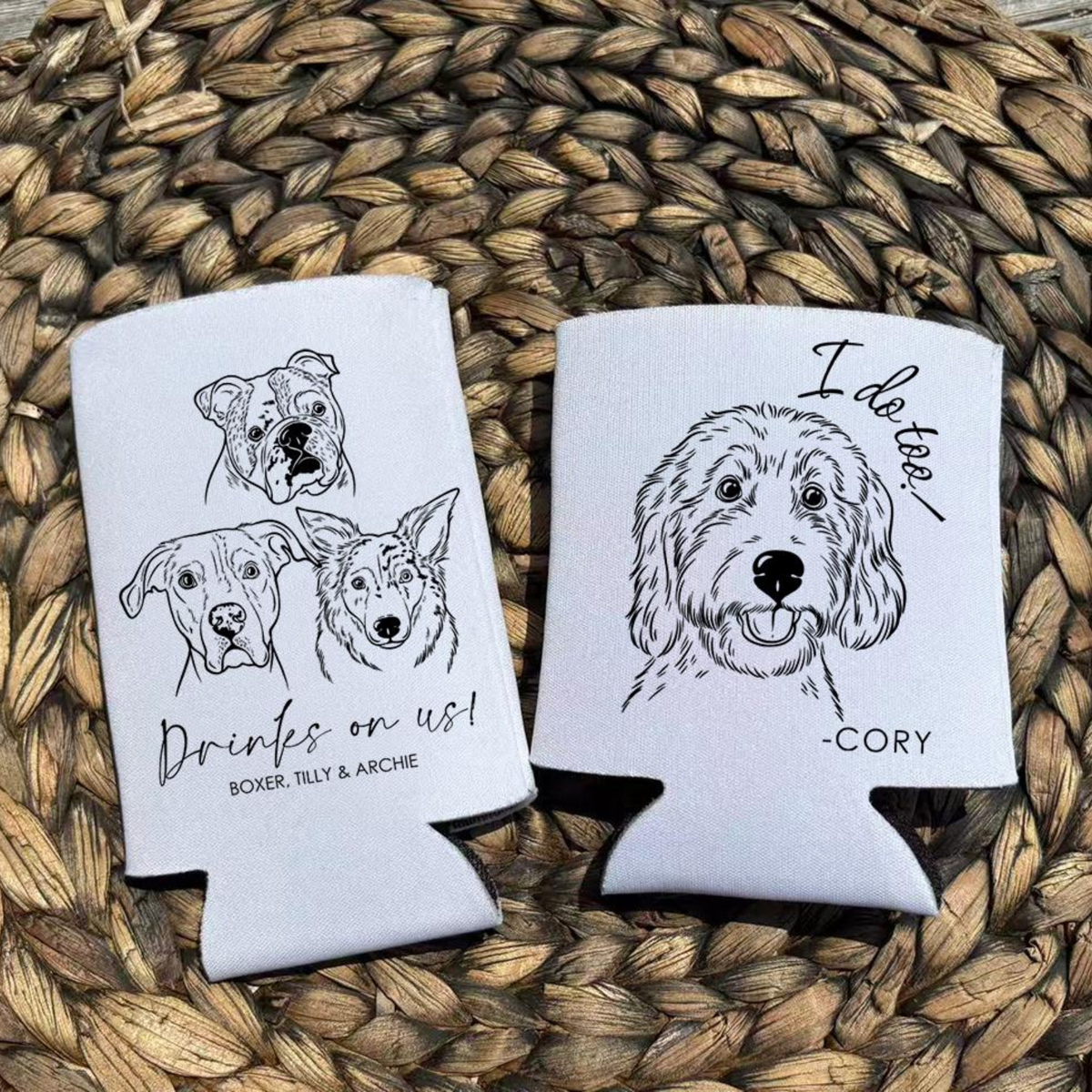 Custom Pet Wedding Can Cooler, Wedding Can Cooler Dog, Wedding Pet Can Holder, Dog Wedding Can Cooler, Custom Can Coolers, Wedding Favors